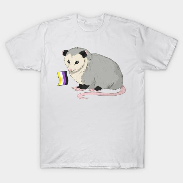 Non-Binary Pride Opossum T-Shirt by celestialuka